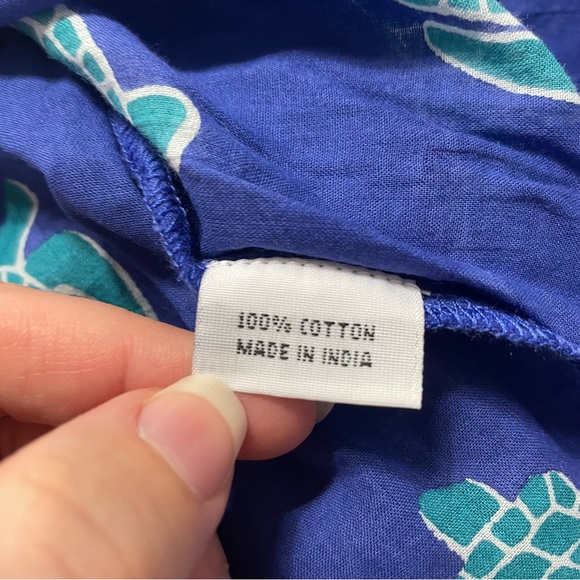 KikiSol Teal and Blue Turtle Print Tunic Beach Pool Cover Up Women's Size M - Picture 6 of 7